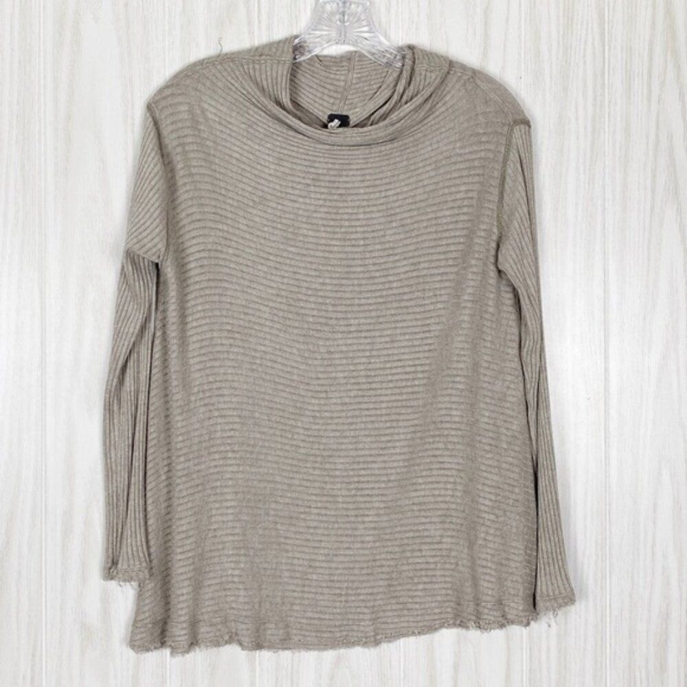 Free People | We The Free | Tan Lovers Rib Split Back Pullover Size XS